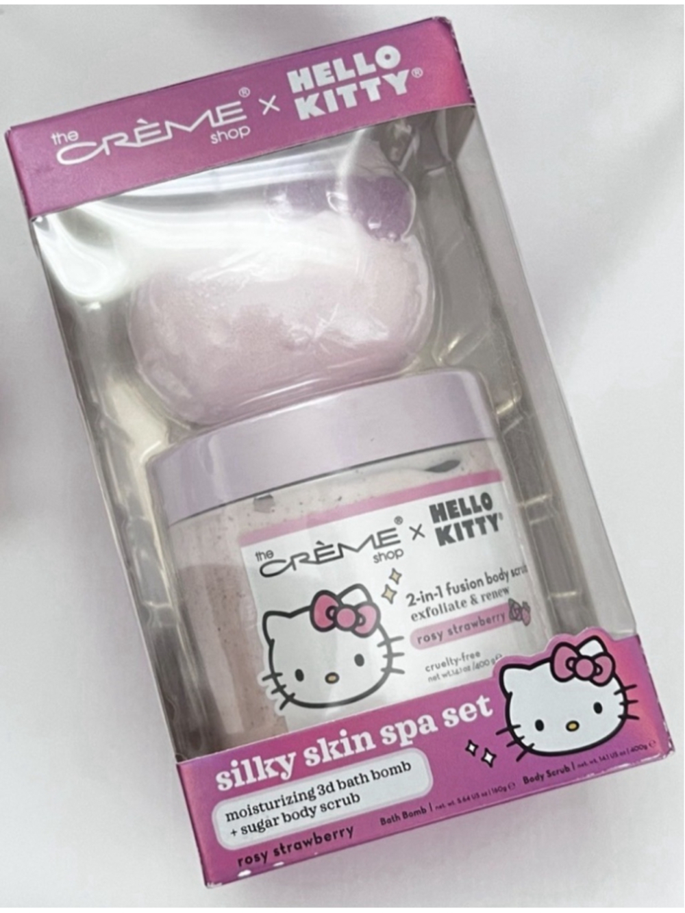 The Creme Shop Hello Kitty Strawberry Bath Bomb Scrub Spa Set